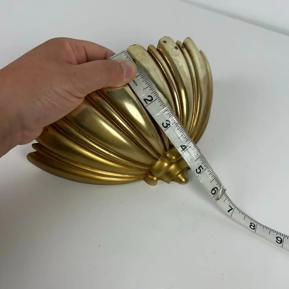 Vintage SyroCo Inc. MCM Gold Wall Basket Victorian Decor USA 4245